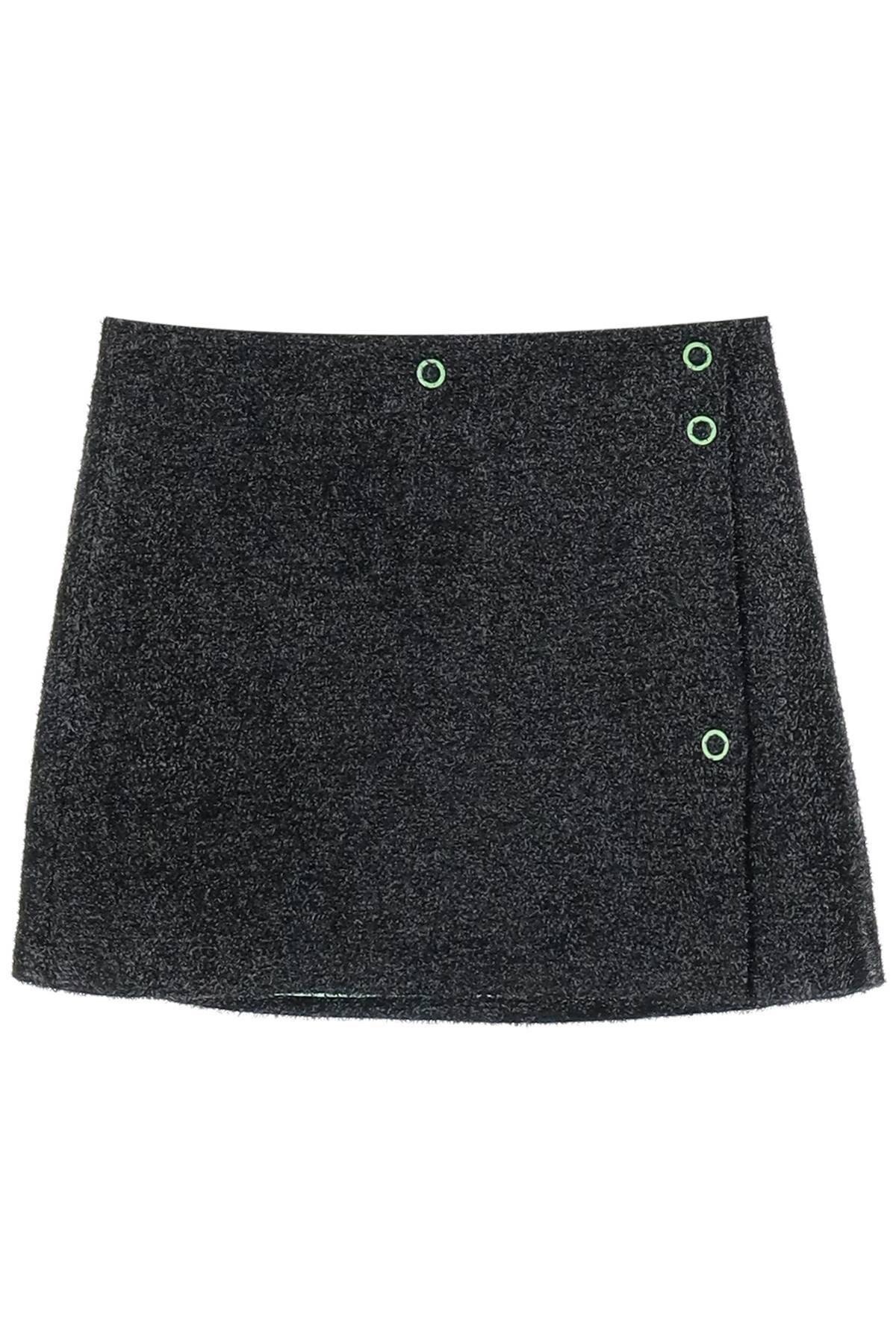 GANNI mini lamé tweed wrap skirt