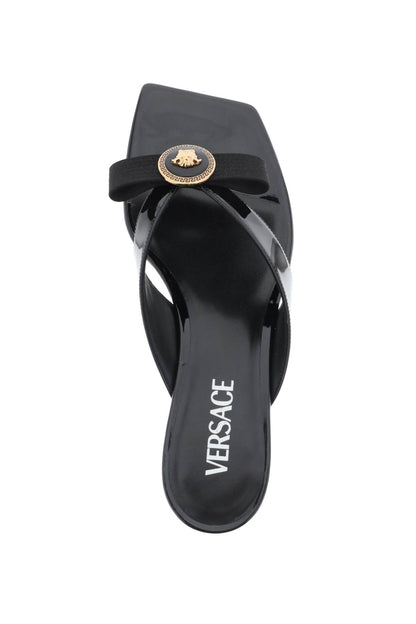 VERSACE gianni ribbon thong mules