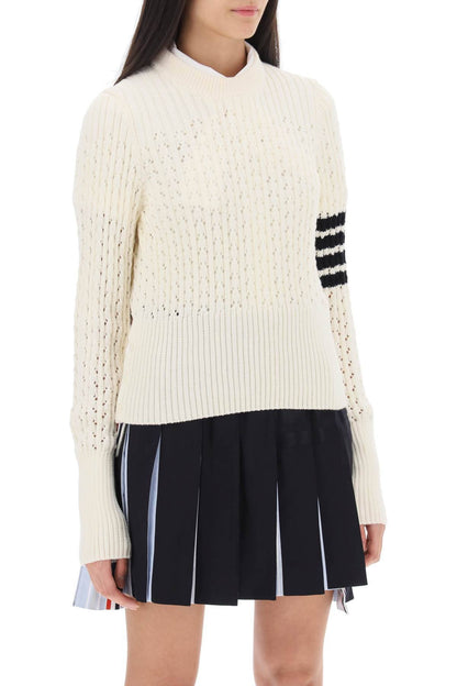 THOM BROWNE pointelle stitch merino wool 4-bar sweater