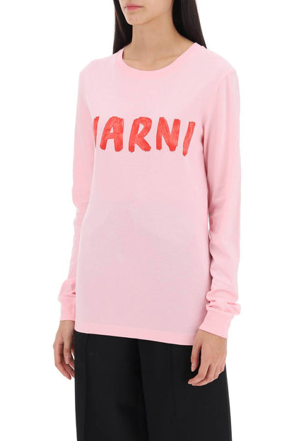 MARNI brushed logo long-sleeved t-shirt