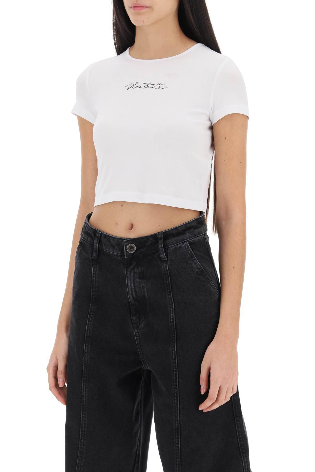 ROTATE cropped t-shirt with rhinestone logo