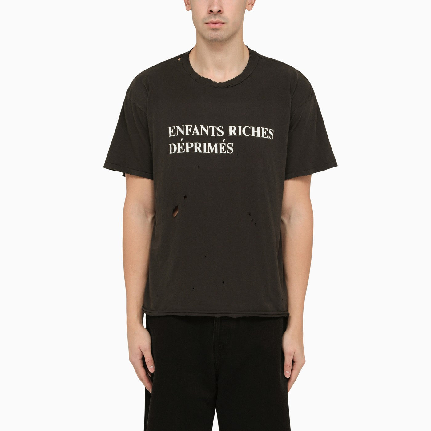 Enfants Riches Déprimés Black Crew Neck T Shirt With Wear