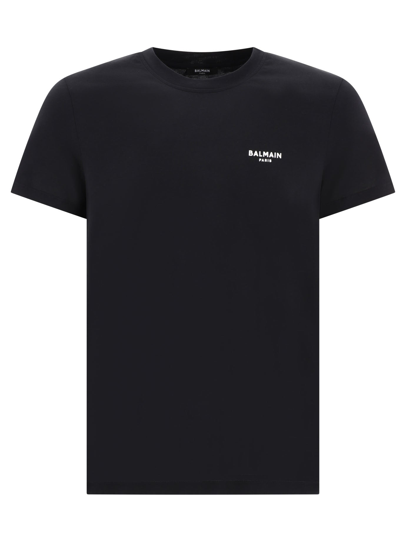 Balmain T Shirt With Flocked Balmain Paris Logo