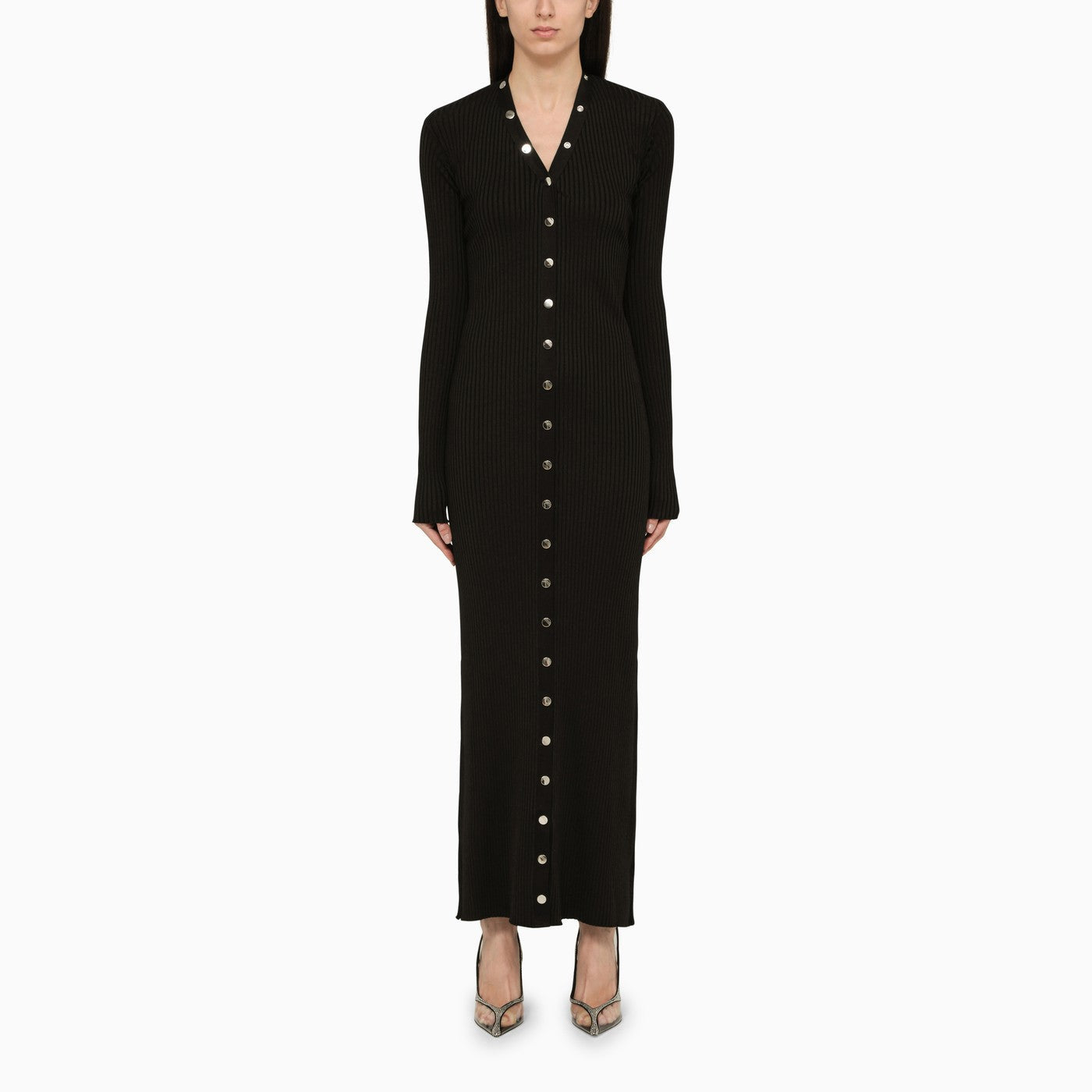 The Attico Black Viscose Long Cardigan