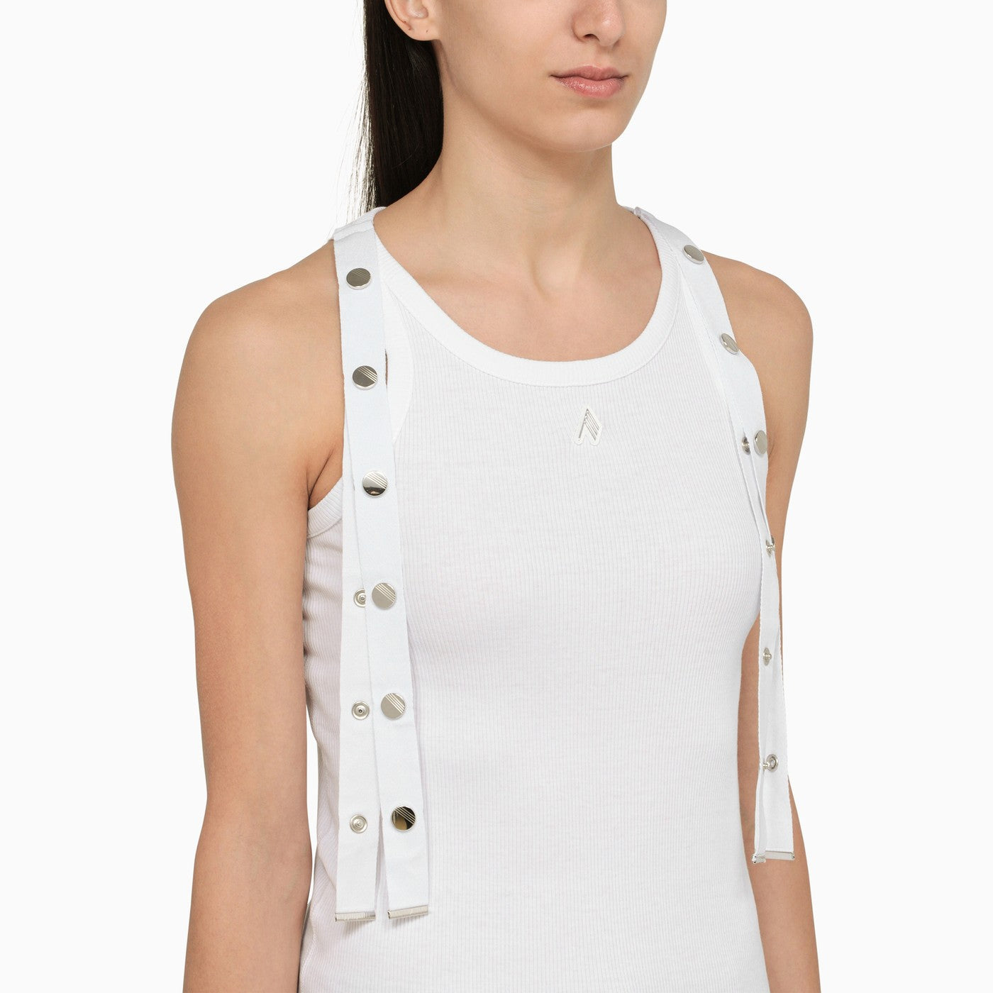 The Attico White Cotton Tank Top With Logo