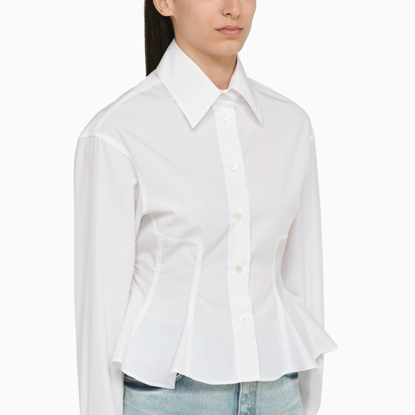 Stella Mc Cartney White Poplin Shirt With Ruffles