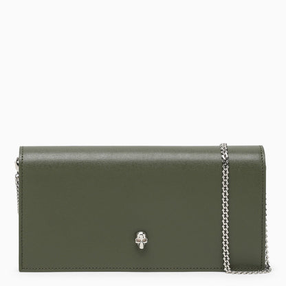 Alexander Mc Queen Khaki Chain Wallet In Leather