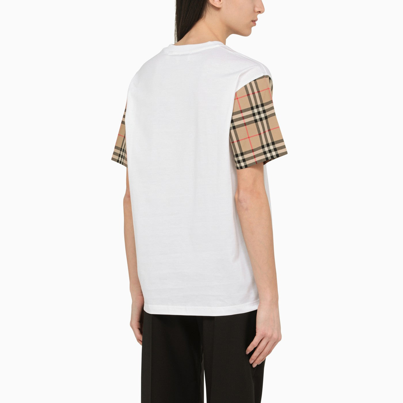 Burberry White Crew Neck T Shirt With Check