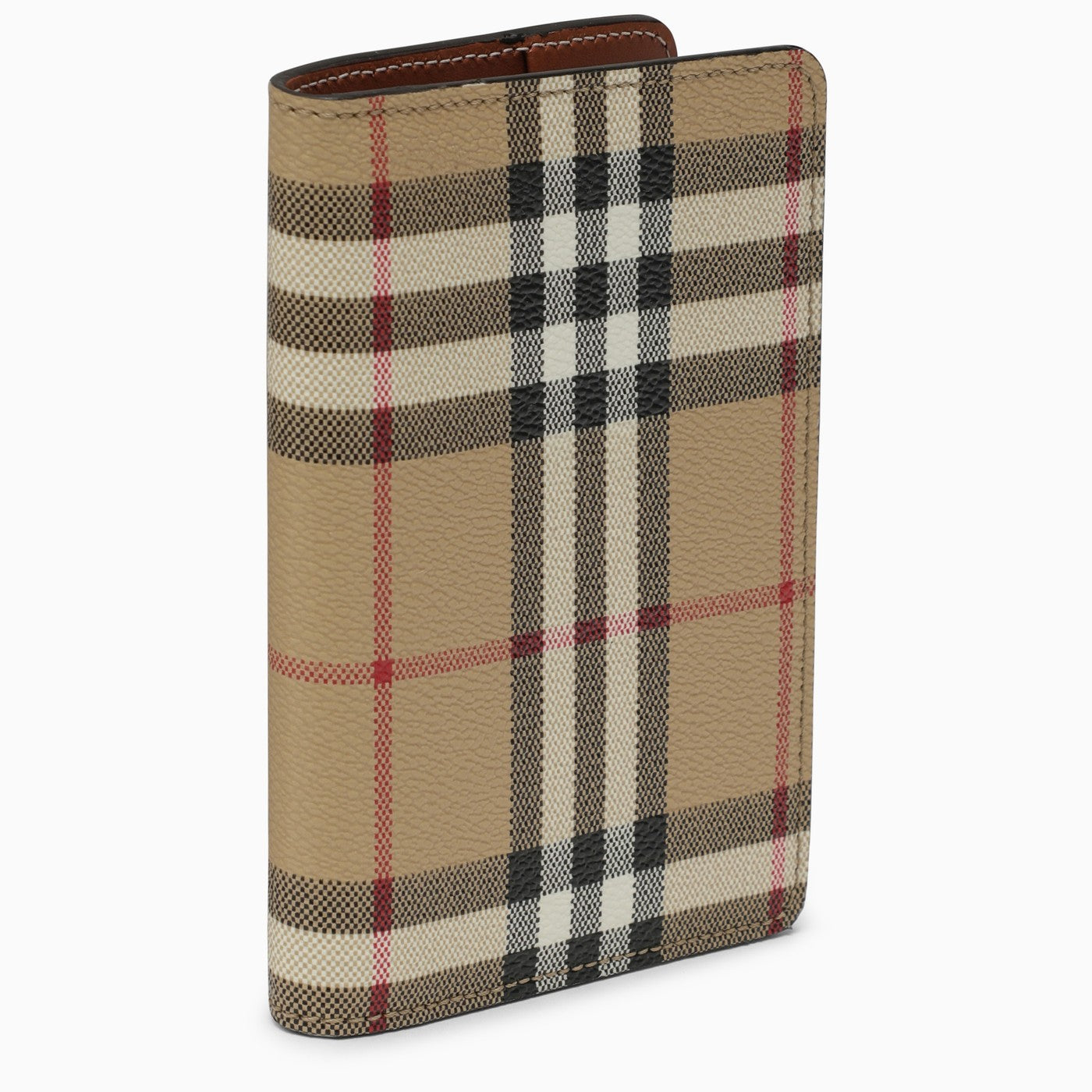 Burberry Beige Card Case With Vintage Check Pattern In Coated Canvas