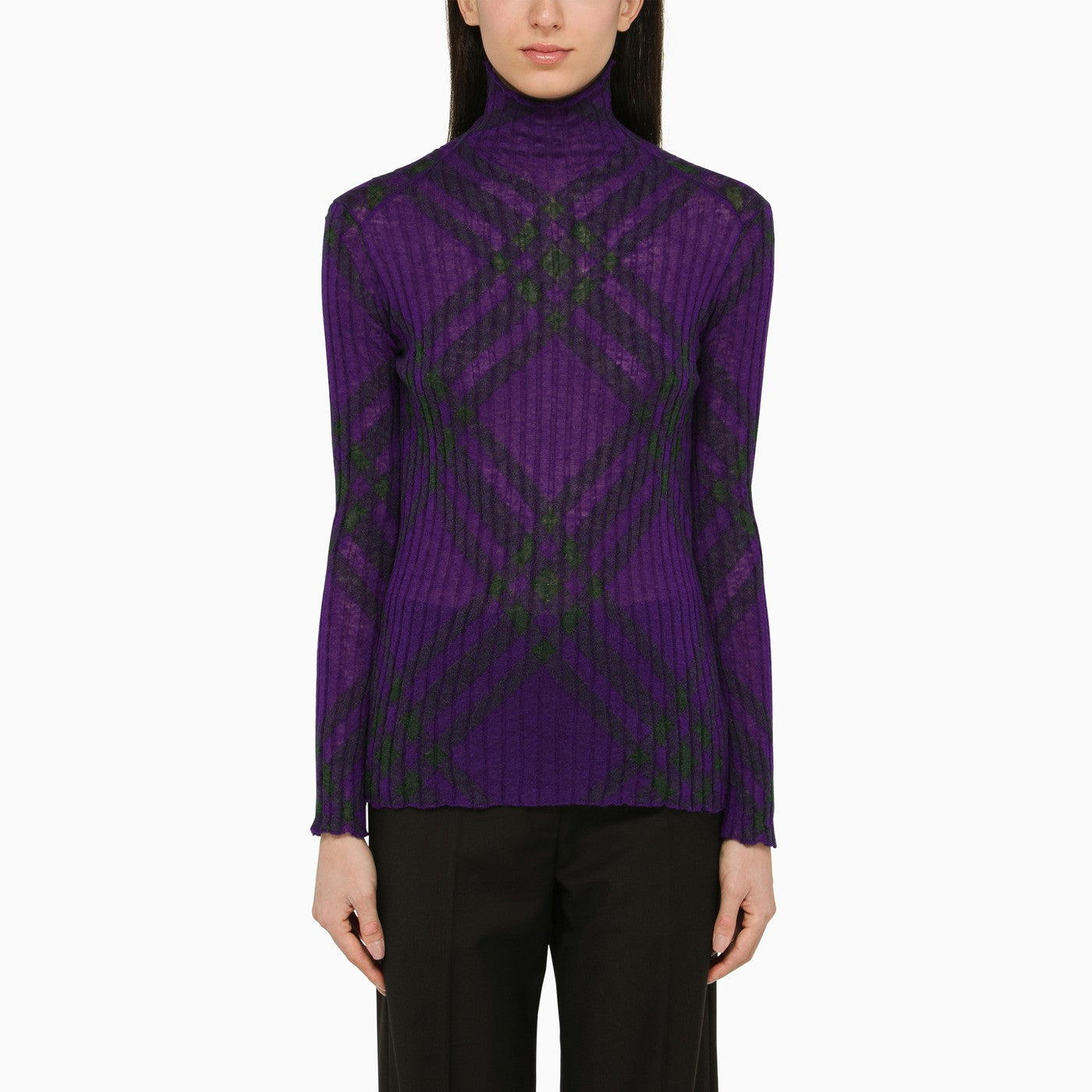 Burberry Purple Turtleneck Sweater In Wool Blend