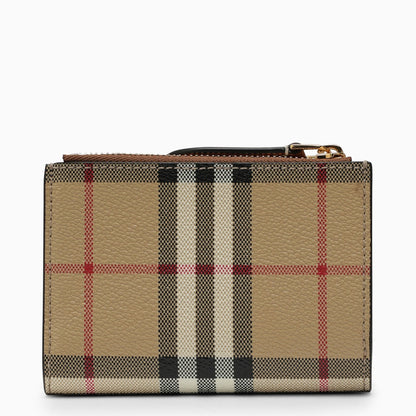 Burberry Beige Small Wallet With Vintage Check Pattern In Coated Canvas