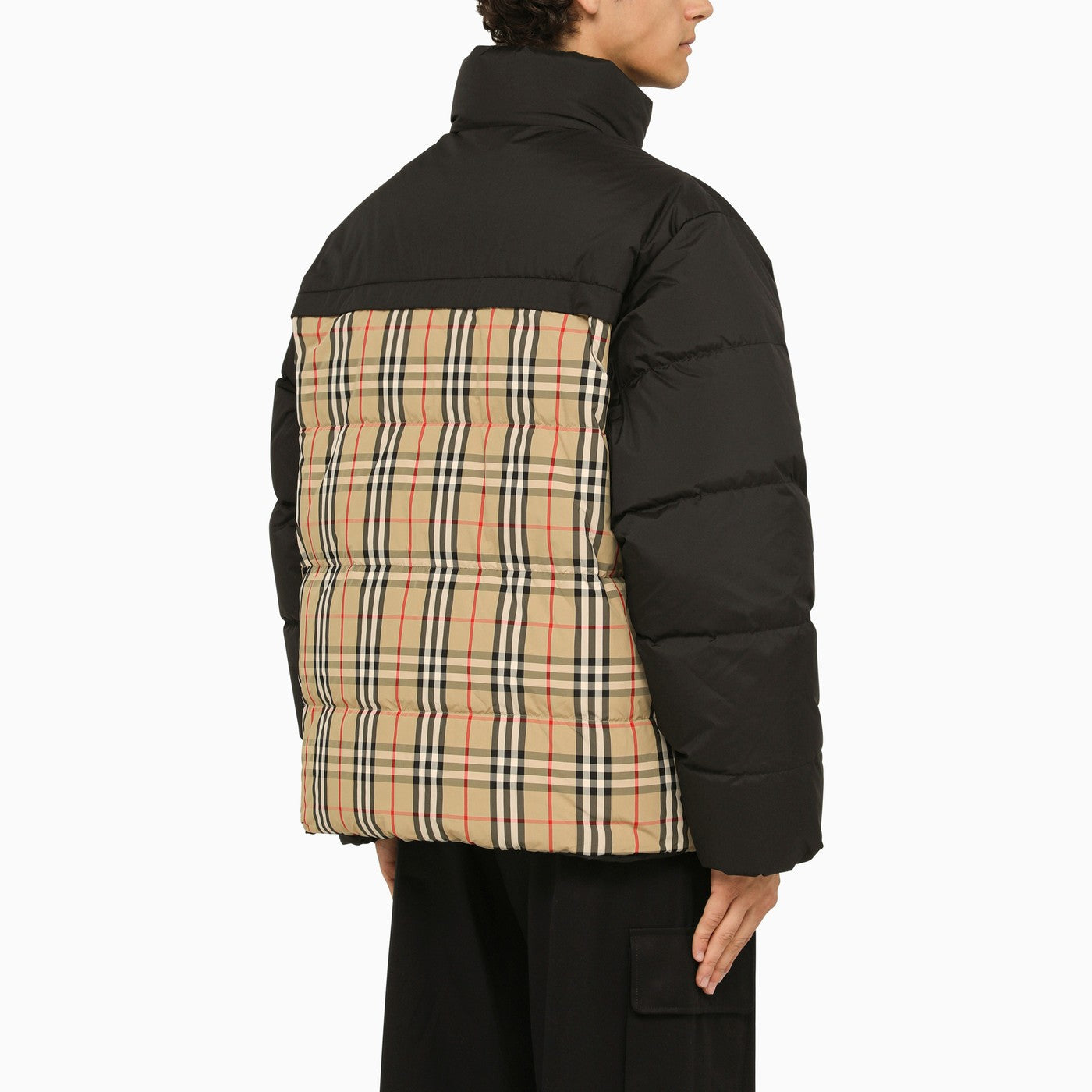 Burberry Black/Beige Bomber Jacket With Vintage Check Motif