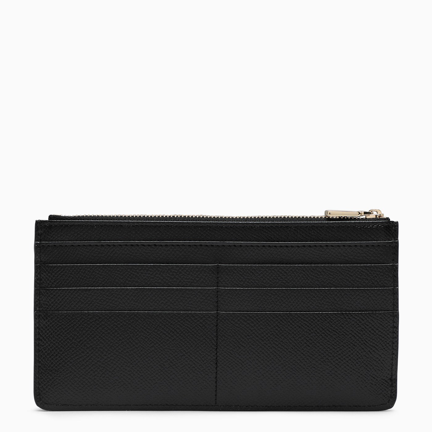 Dolce&Gabbana Black Dauphine Leather Zipped Card Holder