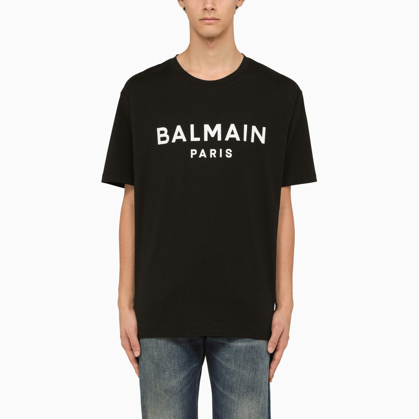 Balmain Black Crew Neck T Shirt With Logo