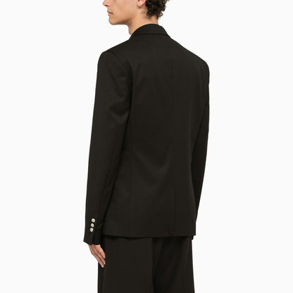 Balmain Black Single Breasted Jacket In Wool