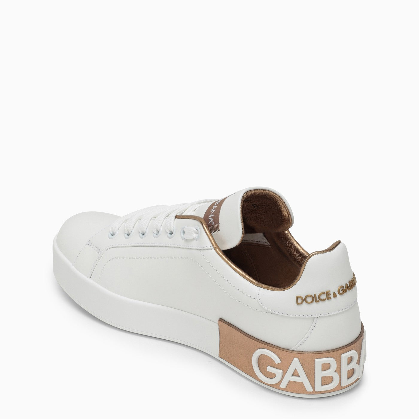 Dolce&Gabbana White/Gold Portofino Sneakers