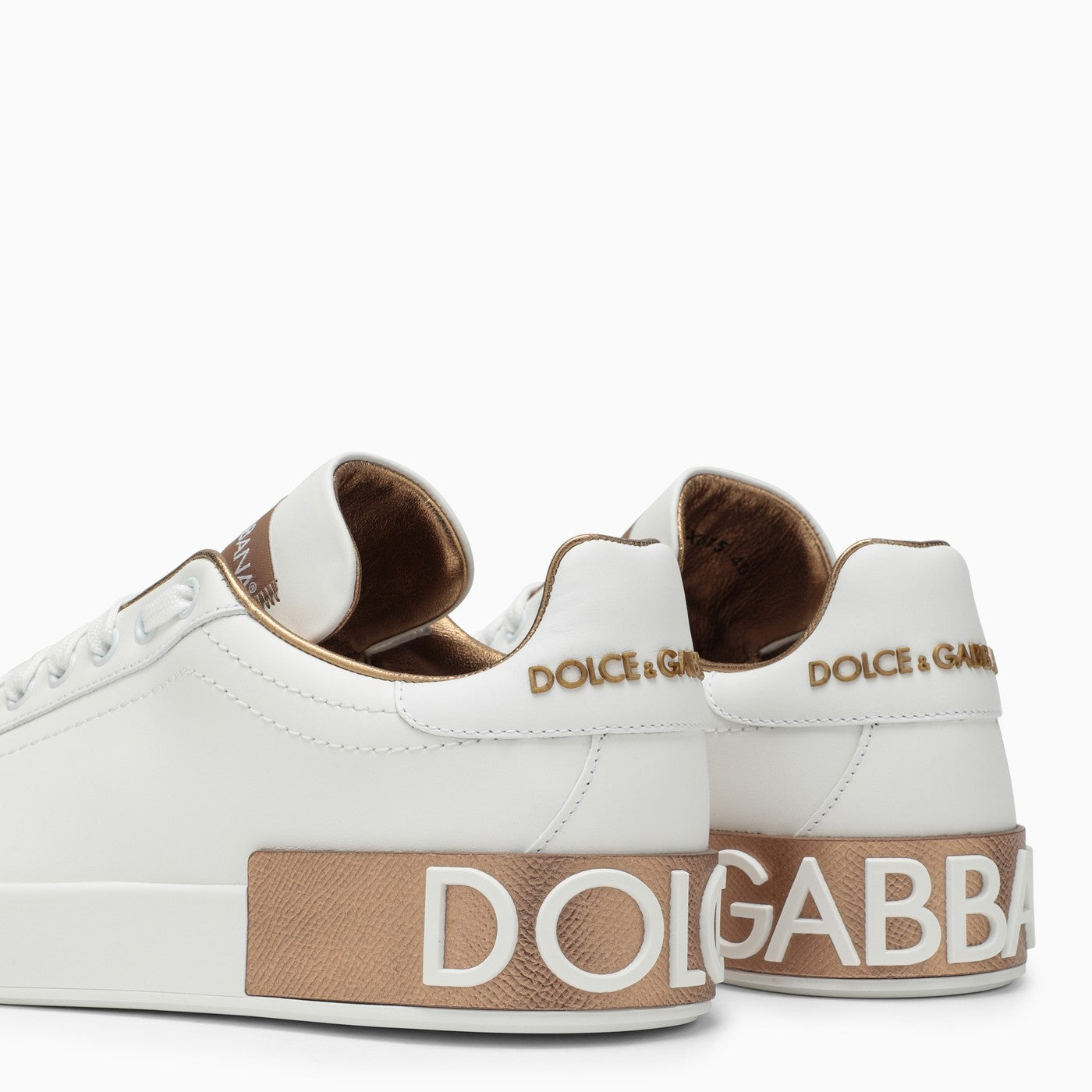 Dolce&Gabbana White/Gold Portofino Sneakers