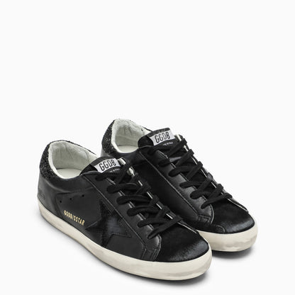 Golden Goose Deluxe Brand Super Star Black Low Trainer With Rhinestones