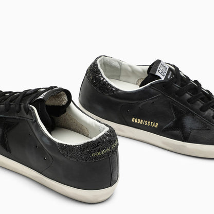 Golden Goose Deluxe Brand Super Star Black Low Trainer With Rhinestones