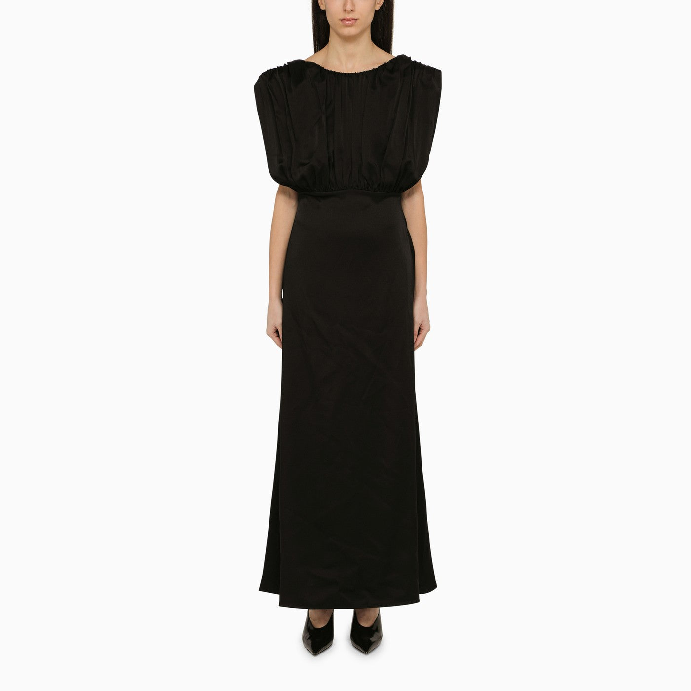 Jil Sander Long Dress With Black Ruffles