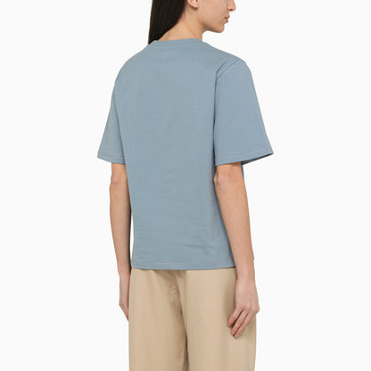 By Malene Birger Large Round Neck Blue T Shirt In Organic Cotton