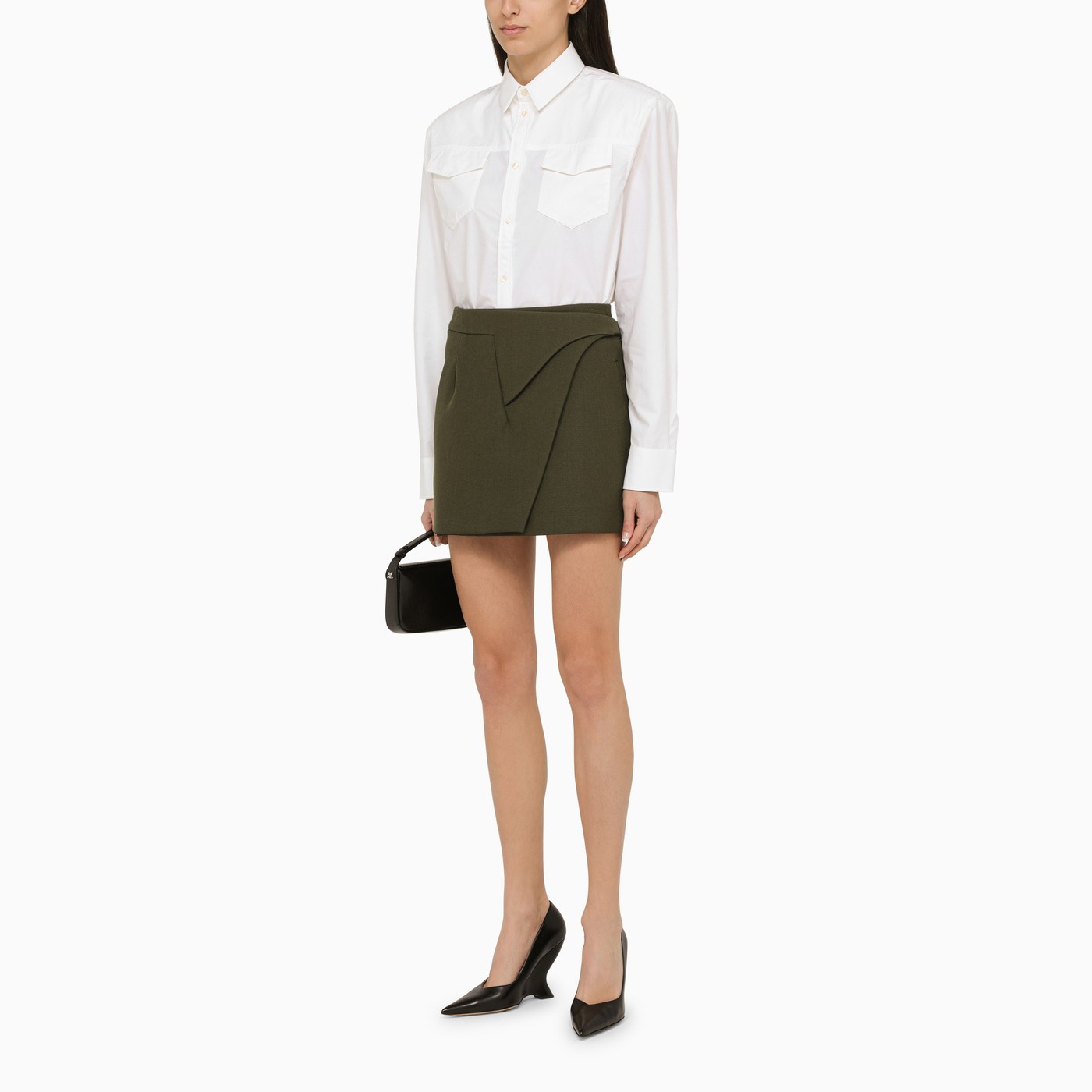 Wardrobe.Nyc Military Green Wool Mini Skirt