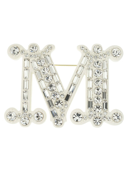 Max Mara Mbrooch Monogram Brooch With Crystals