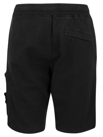 Stone Island Cargo Bermuda Shorts In Brushed Cotton Fleece