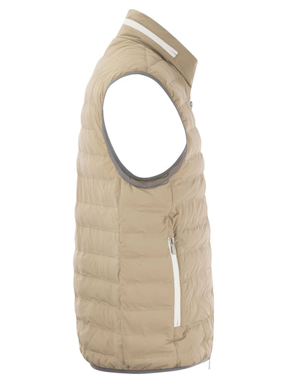 Brunello Cucinelli Sleeveless Down Jacket In Membranated Nylon